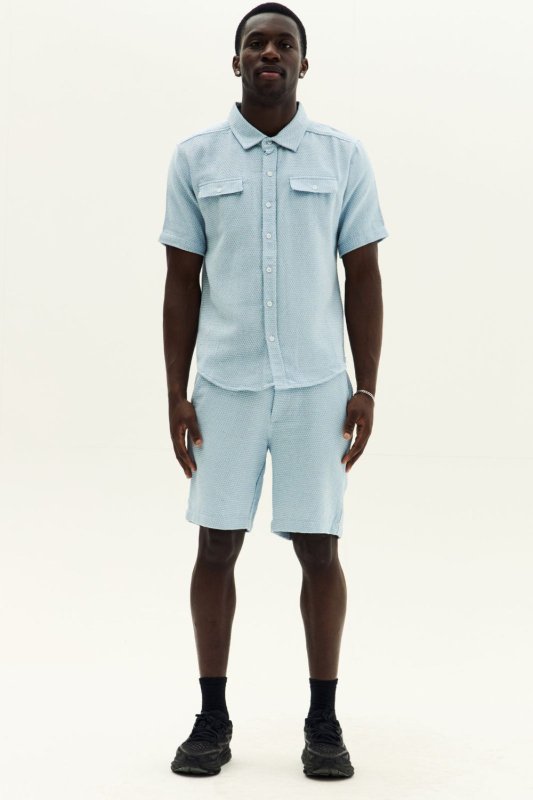 Men’s Slim Fit Textured Shirt & Shorts Co - Ord Set - co ord set - British D'sire