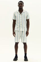 Men’s Striped Short Sleeve Shirt & Shorts Co - Ord Set - co ord set - British D'sire