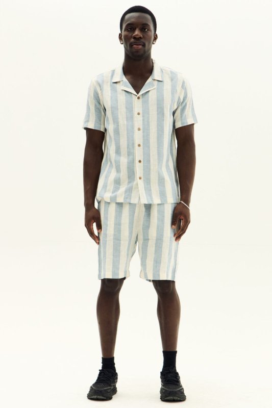 Men’s Striped Short Sleeve Shirt & Shorts Co - Ord Set - co ord set - British D'sire