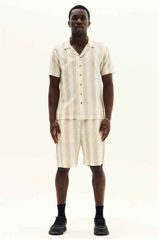 Men’s Striped Short Sleeve Shirt & Shorts Co - Ord Set - co ord set - British D'sire