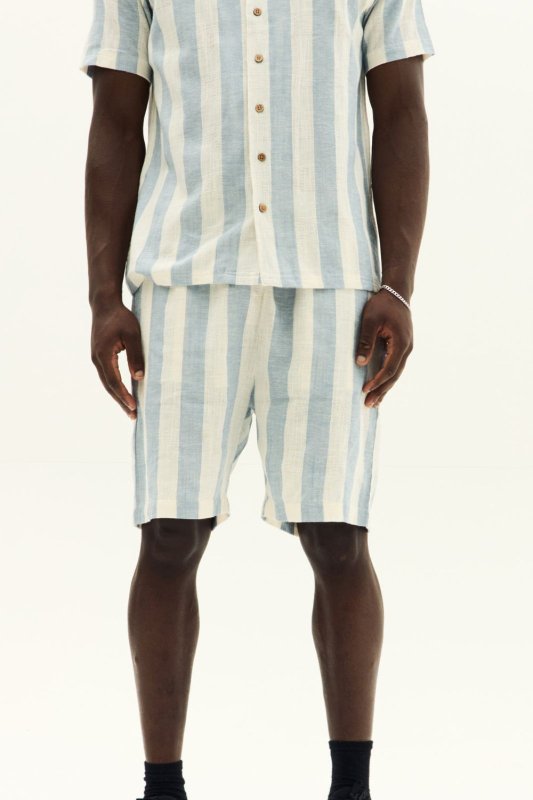 Men’s Striped Short Sleeve Shirt & Shorts Co - Ord Set - co ord set - British D'sire