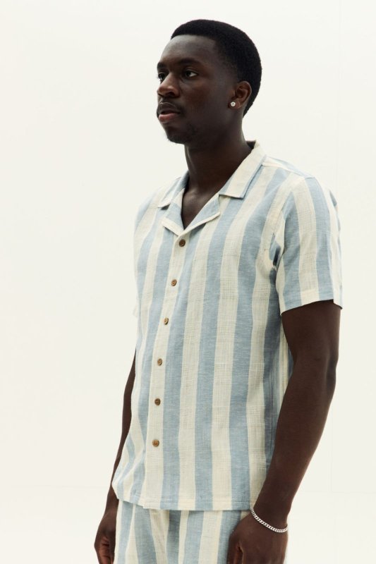 Men’s Striped Short Sleeve Shirt & Shorts Co - Ord Set - co ord set - British D'sire