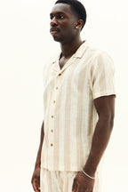 Men’s Striped Short Sleeve Shirt & Shorts Co - Ord Set - co ord set - British D'sire
