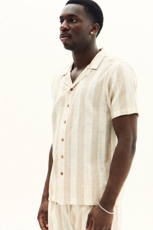 Men’s Striped Short Sleeve Shirt & Shorts Co - Ord Set - co ord set - British D'sire