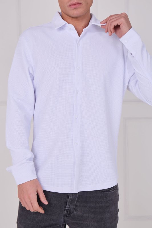 Men's Textured Button - Up Shirt - Shirts - British D'sire