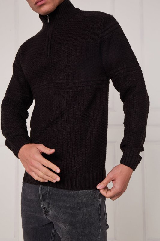 Men’s Textured Half Zip Jumper - Jumper - British D'sire