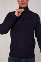Men’s Textured Half Zip Jumper - Jumper - British D'sire