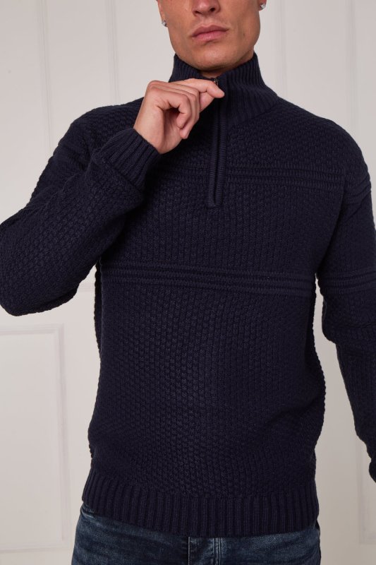 Men’s Textured Half Zip Jumper - Jumper - British D'sire