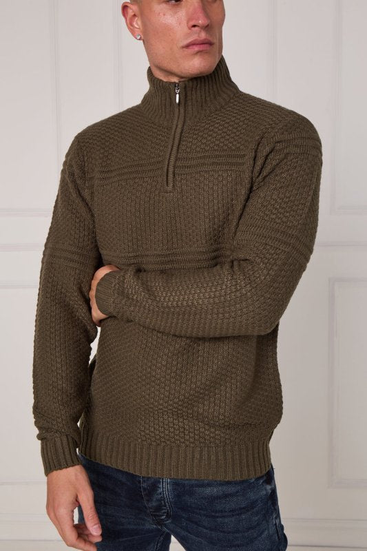 Men’s Textured Half Zip Jumper - Jumper - British D'sire