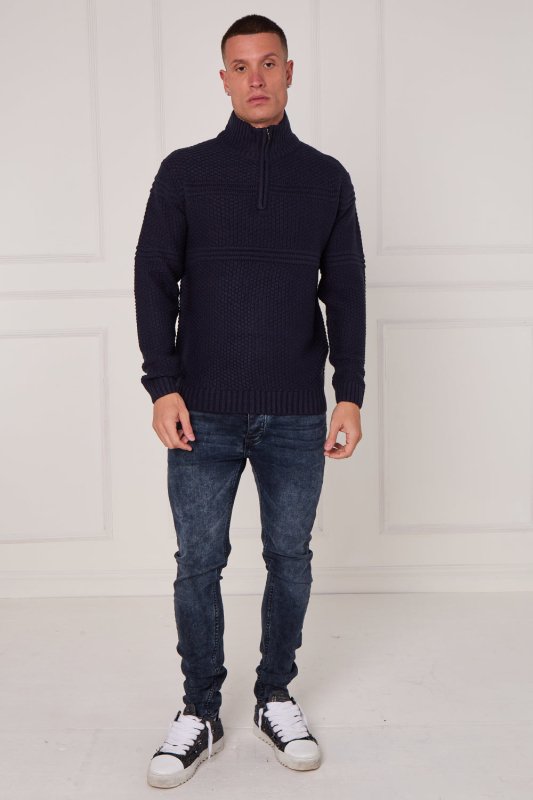 Men’s Textured Half Zip Jumper - Jumper - British D'sire