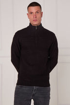 Men’s Textured Half Zip Jumper - Jumper - British D'sire