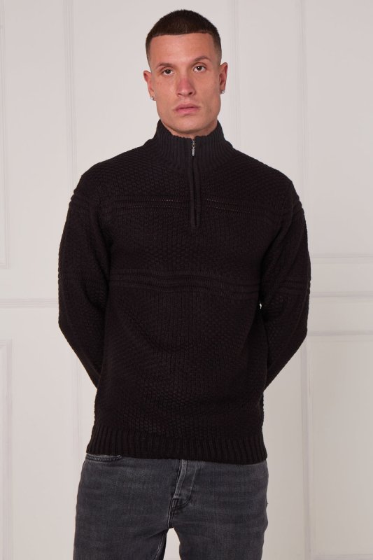 Men’s Textured Half Zip Jumper - Jumper - British D'sire
