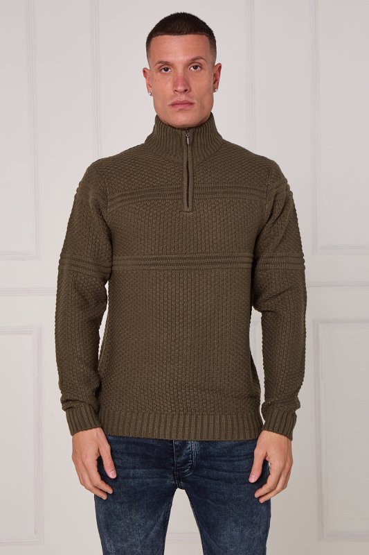 Men’s Textured Half Zip Jumper - Jumper - British D'sire