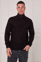 Men’s Textured Half Zip Jumper - Jumper - British D'sire