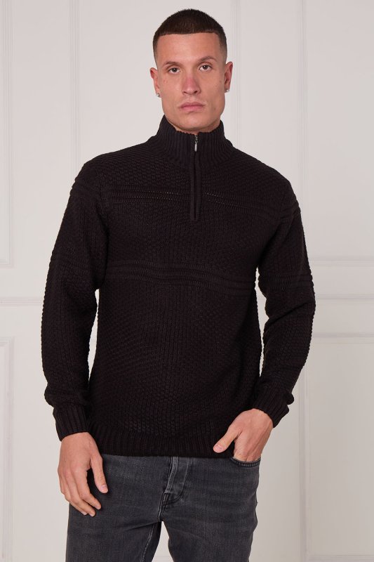 Men’s Textured Half Zip Jumper - Jumper - British D'sire