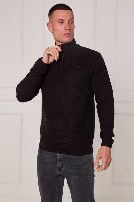 Men’s Textured Half Zip Jumper - Jumper - British D'sire