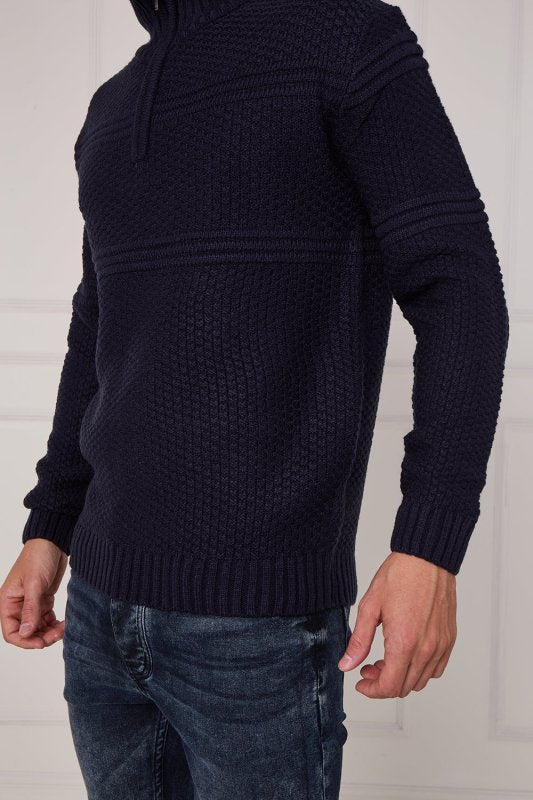 Men’s Textured Half Zip Jumper - Jumper - British D'sire