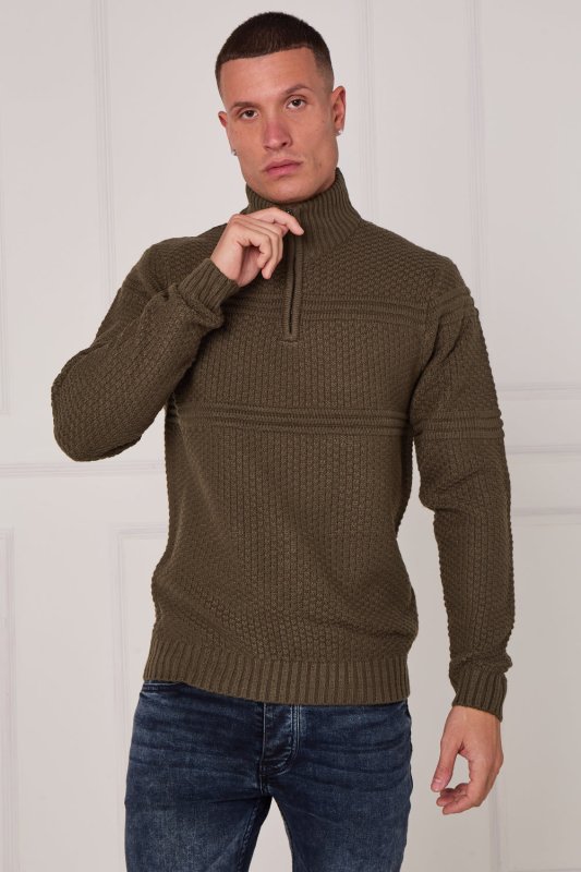 Men’s Textured Half Zip Jumper - Jumper - British D'sire