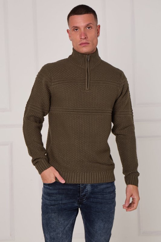 Men’s Textured Half Zip Jumper - Jumper - British D'sire