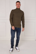 Men’s Textured Half Zip Jumper - Jumper - British D'sire