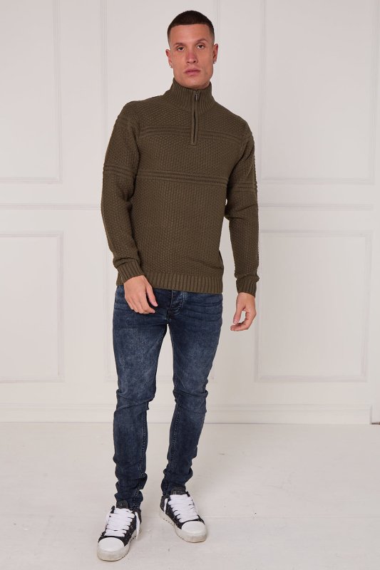 Men’s Textured Half Zip Jumper - Jumper - British D'sire