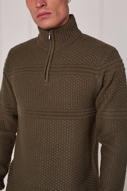 Men’s Textured Half Zip Jumper - Jumper - British D'sire