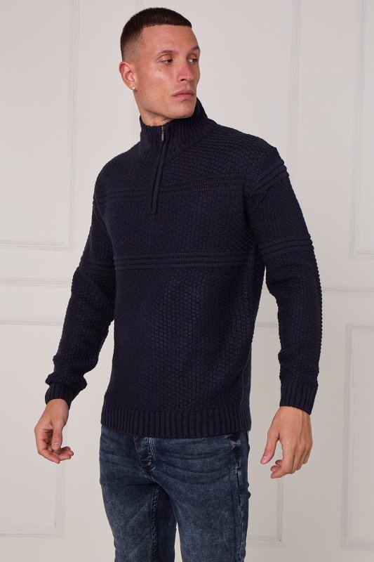 Men’s Textured Half Zip Jumper - Jumper - British D'sire