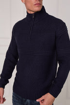 Men’s Textured Half Zip Jumper - Jumper - British D'sire