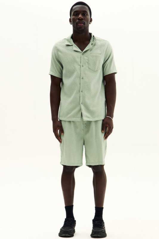 Men’s Textured Jacquard Matching Shirt & Shorts Set - co ord set - British D'sire
