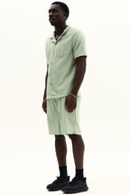 Men’s Textured Jacquard Matching Shirt & Shorts Set - co ord set - British D'sire