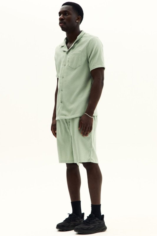 Men’s Textured Jacquard Matching Shirt & Shorts Set - co ord set - British D'sire