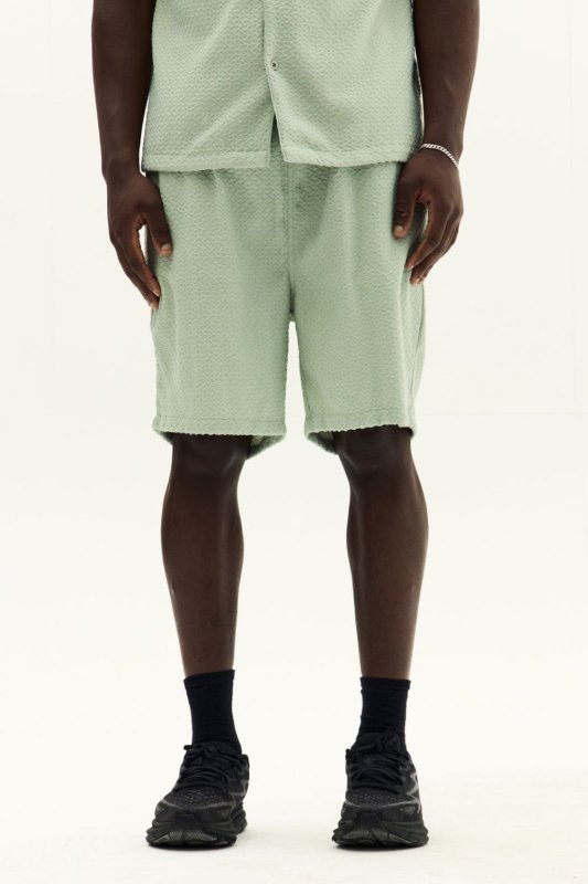 Men’s Textured Jacquard Matching Shirt & Shorts Set - co ord set - British D'sire