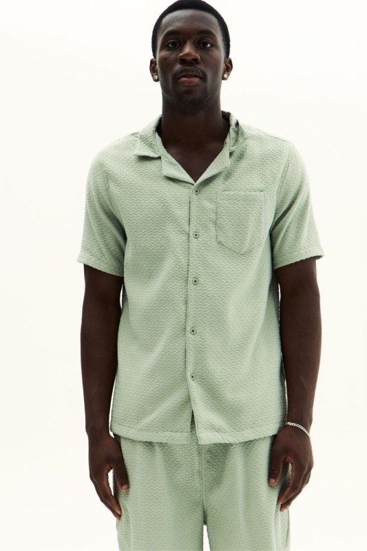 Men’s Textured Jacquard Matching Shirt & Shorts Set - co ord set - British D'sire