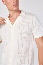 Men's Textured Knitted Button-Through Polo Shirt - British D'sire