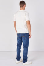Men's Textured Knitted Button-Through Polo Shirt - British D'sire