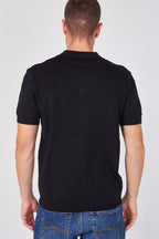 Men's Textured Knitted Button-Through Polo Shirt - British D'sire