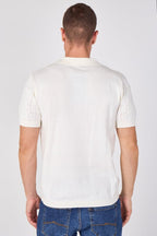 Men's Textured Knitted Button-Through Polo Shirt - British D'sire