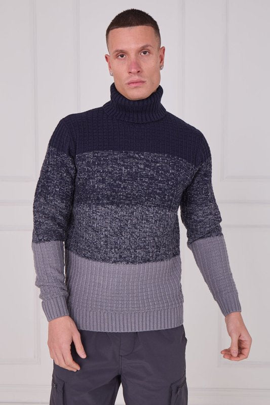 Men's Textured Roll Neck Jumper - Jumper - British D'sire