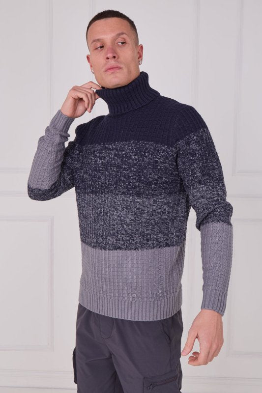 Men's Textured Roll Neck Jumper - Jumper - British D'sire