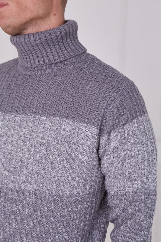 Men's Textured Roll Neck Jumper - Jumper - British D'sire