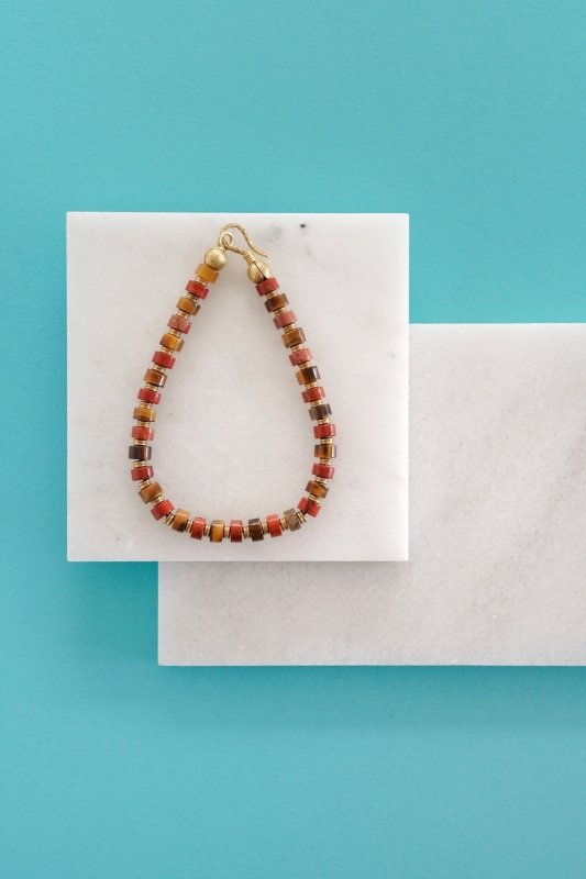 Mens Tigers Eye And Red Jasper Bracelet - Bracelets - British D'sire Main image