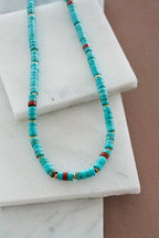 Mens Turquoise And Red Jasper Necklace - Necklaces - British D'sire