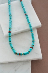 Mens Turquoise And Red Jasper Necklace - Necklaces - British D'sire