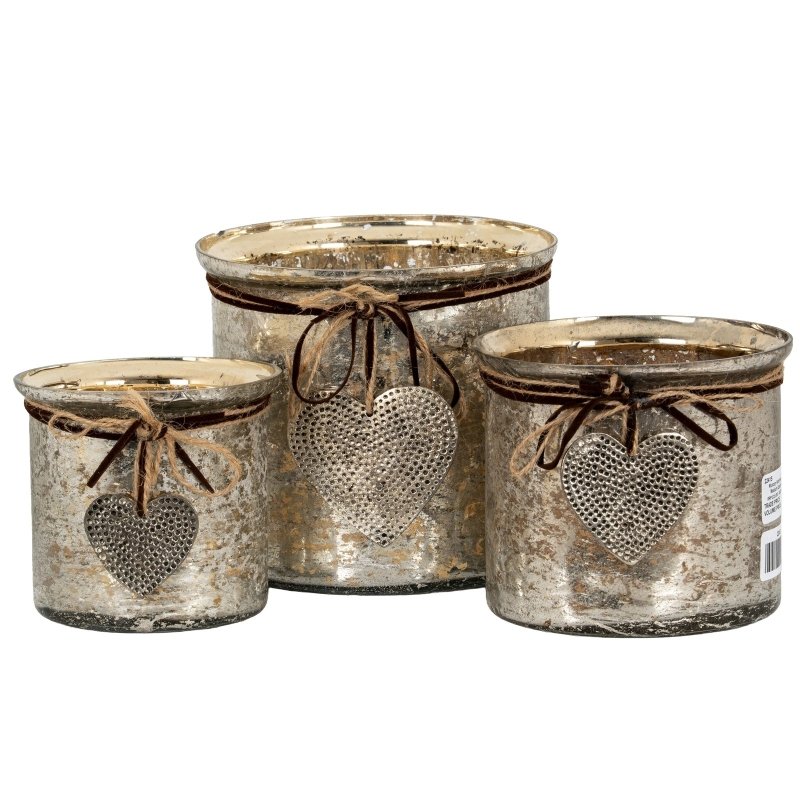 Mercury Hammered Heart Large Candle Holder - Candle Holders - British D'sire