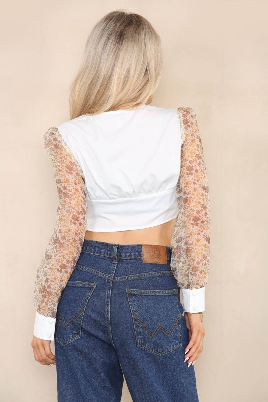 Mesh Sleeve Top - Crop Top - British D'sire