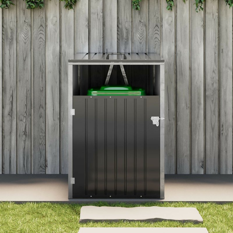 Metal Outdoor Garbage Bin Shed For 1 Trash Bin, Charcoal Black Secondary image