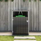Metal Outdoor Garbage Bin Shed For 1 Trash Bin, Charcoal Black - Garbage Shed - British D'sire