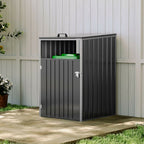 Metal Outdoor Garbage Bin Shed For 1 Trash Bin, Charcoal Black - Garbage Shed - British D'sire