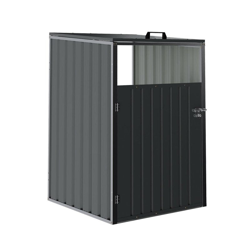 Metal Outdoor Garbage Bin Shed For 1 Trash Bin, Charcoal Black - Garbage Shed - British D'sire