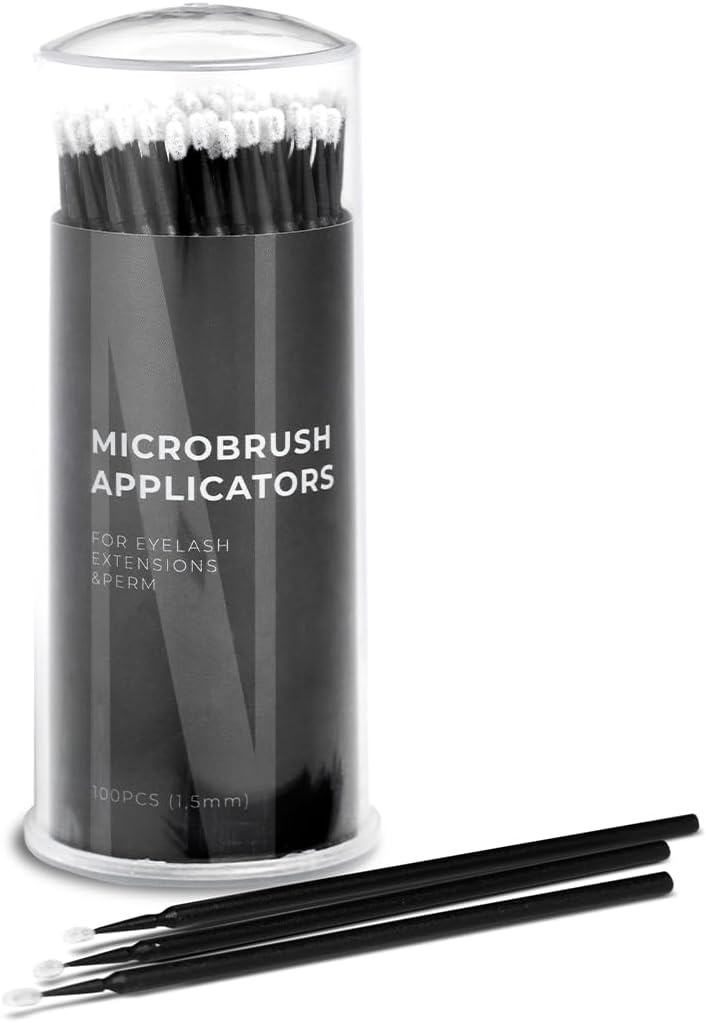 Nanolash Microbrush Applicators 100 pcs - eyelash microbrushes, disposable eyelash applicators, micro brushes for eyelash extensions (1.5 mm) Main image
